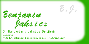 benjamin jaksics business card